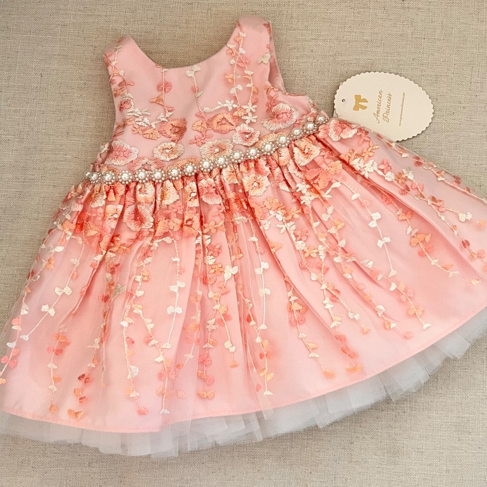 NEW W/ TAGS! Baby Pink Tulle Embroidered Embellished Dress